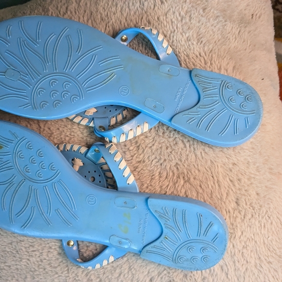 Jack Rogers Blue & White Summer Flip Flops Jelly Sandals Size 10 - Picture 9 of 10